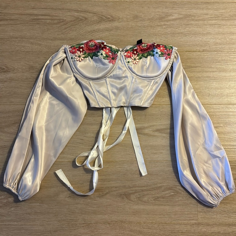 Corset silk crop top